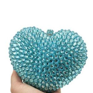 NEW Sparkling Bling Swarovski Crystal Rhinestone Valentine Heart Purse +…